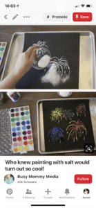 summer activities for kids - firework salt painting